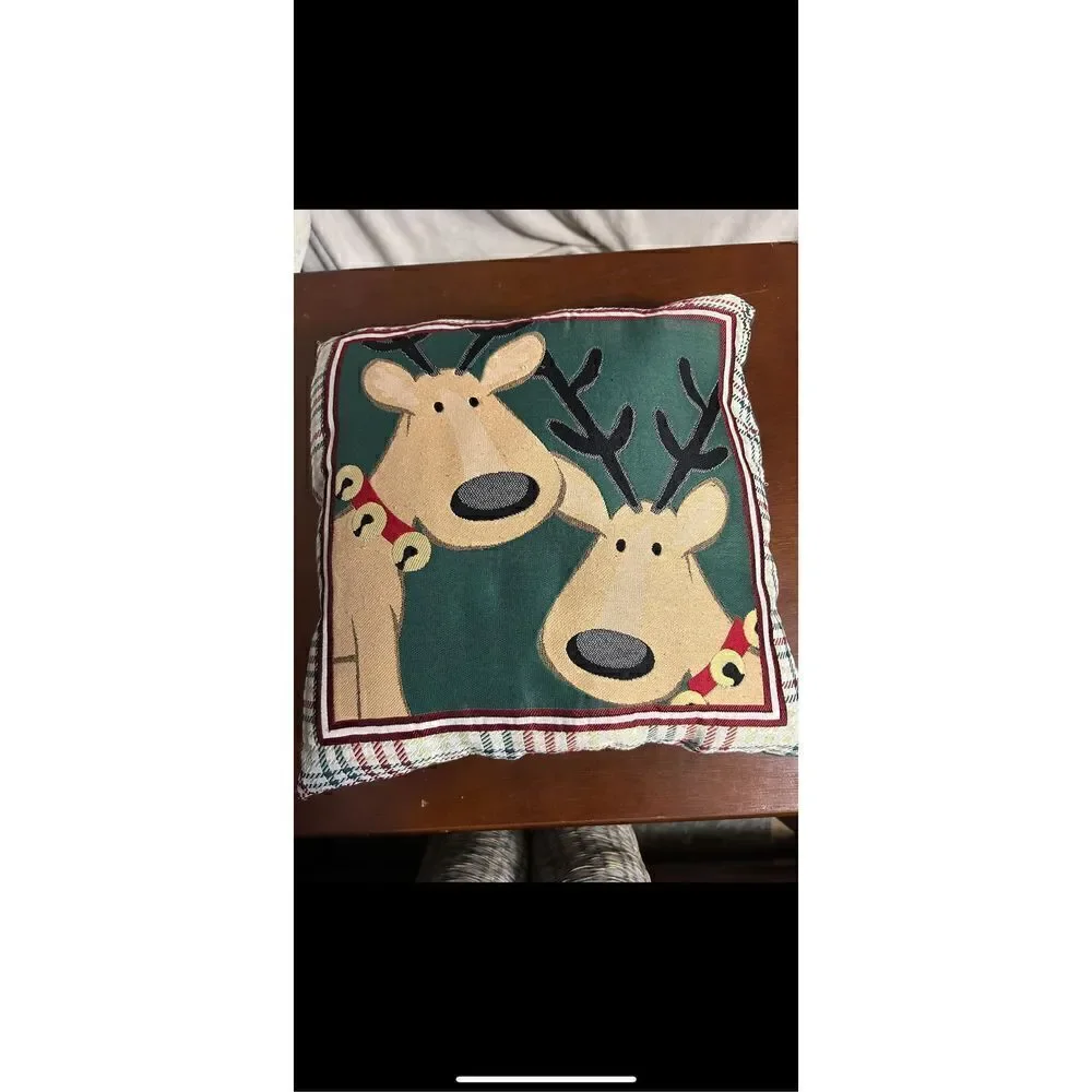 Set of 2 holiday reindeer decorative pillows